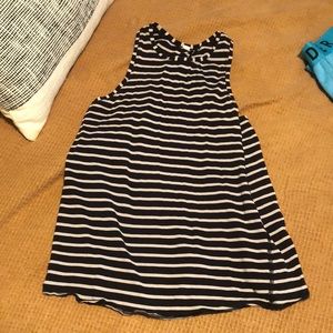 Lululemon black and white stripe split back tank. Worn once. Perfect condition.
